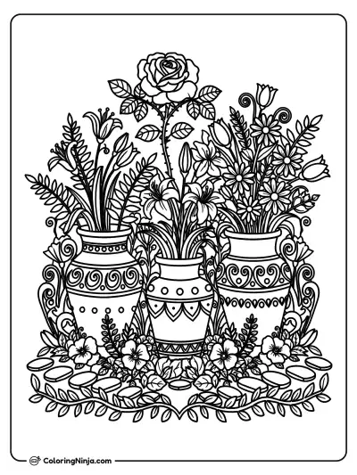A Garden Full of Flowers Coloring Page