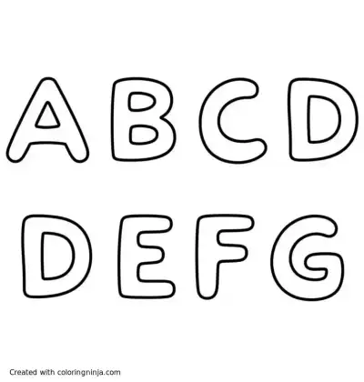 A coloring page of alphabet with letters "ABCDEFG"