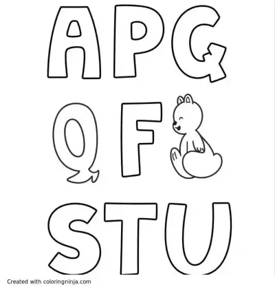 A coloring page of Alphabet with letters "OPQRSTU"