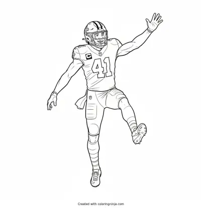 Alvin Kamara Scores a Touchdown Coloring Page