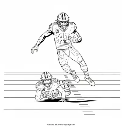 Alvin Kamara Hurdles a Defender Coloring Page