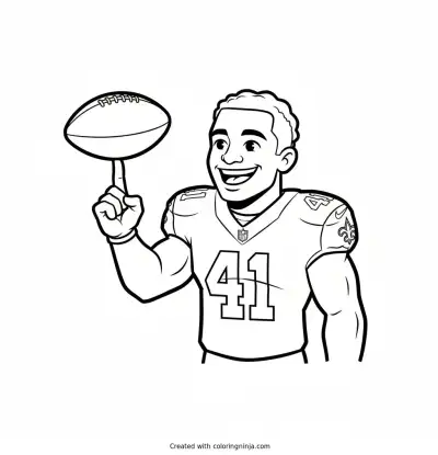 Alvin Kamara Cartoon Football Fun Coloring Page