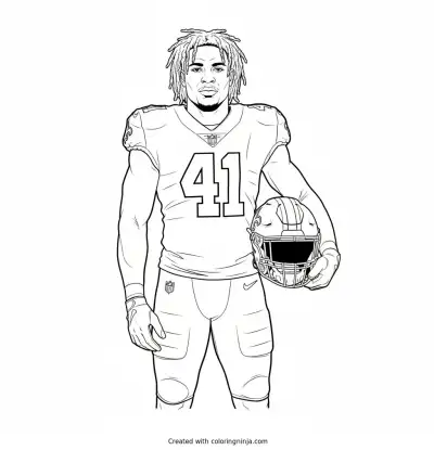 Alvin Kamara Helmet Under Arm Coloring Page