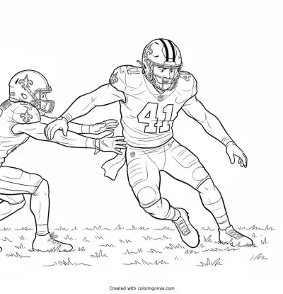 Alvin Kamara Scrambles Past Defenders Coloring Page