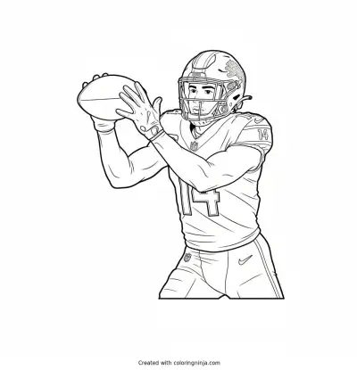 Amon-Ra St. Brown Over-The-Shoulder Catch Coloring Page