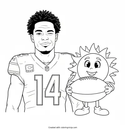 Amon-Ra St. Brown Cartoon Receiver Coloring Page