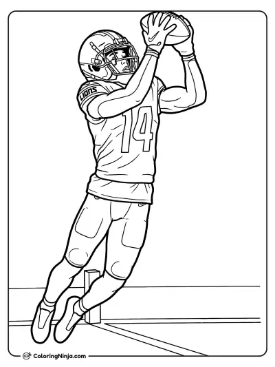 Amon-Ra St. Brown High Leap Coloring Page