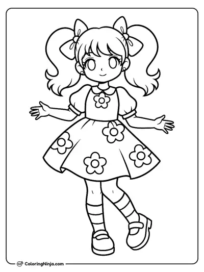 Anime Girl Coloring Page - Coloring Ninja