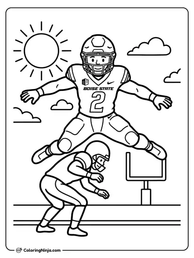Ashton Jeanty Leaping End Zone Hurdle Coloring Page