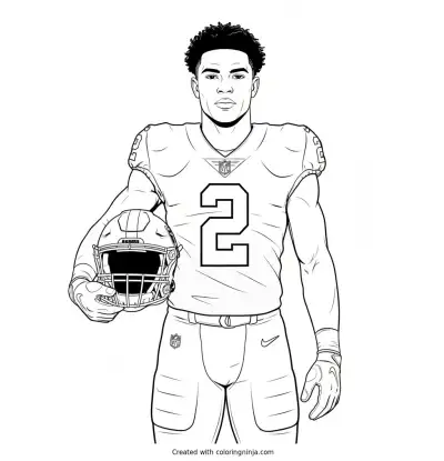 Ashton Jeanty Official Player Portrait Coloring Page