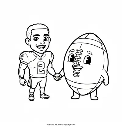 Ashton Jeanty Friendly Cartoon Mascot Coloring Page