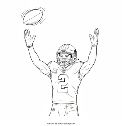 Ashton Jeanty Touchdown Celebration Coloring Page