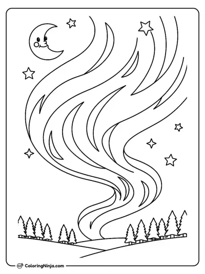 Northern Lights Coloring Page
