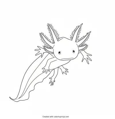 A coloring page of axolotl