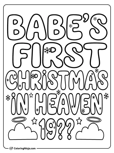 Babe's First Christmas Text Logo Coloring Page