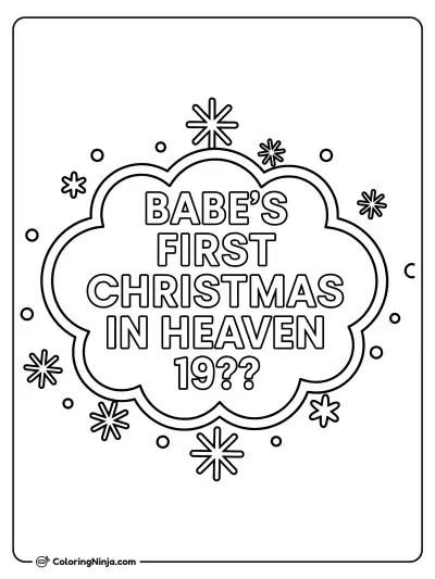 Babe's First Christmas in Heaven Coloring Page