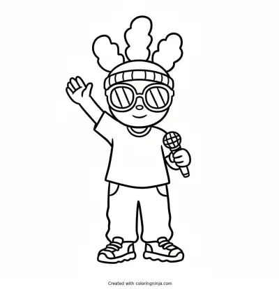 A coloring page of Bad bunny