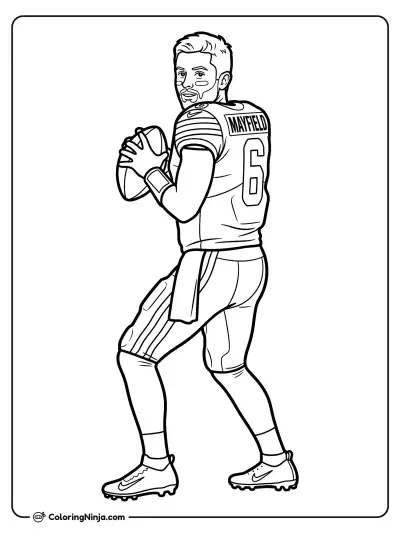 Baker Mayfield Scanning the Field Coloring Page
