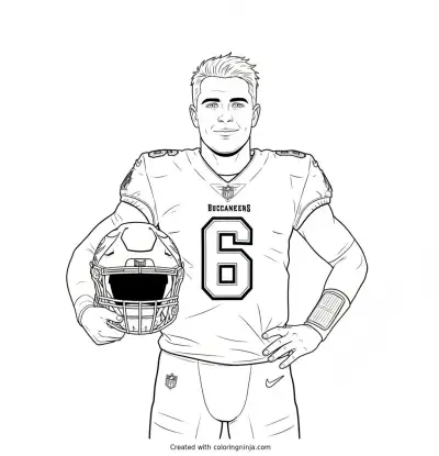 Baker Mayfield Sideline Helmet Portrait Coloring Page