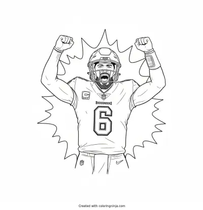 Baker Mayfield Celebrating a Touchdown Coloring Page