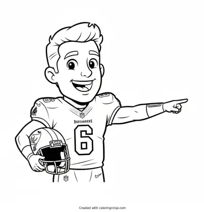 Baker Mayfield Cartoon Football Star Coloring Page