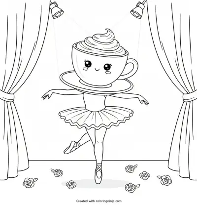 Ballerina Cappuccina on Stage Coloring Page