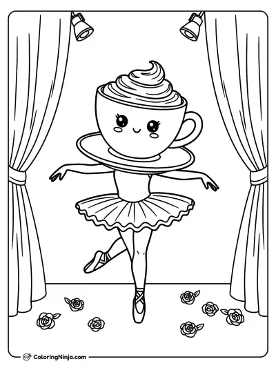 Ballerina Cappuccina on Stage Coloring Page