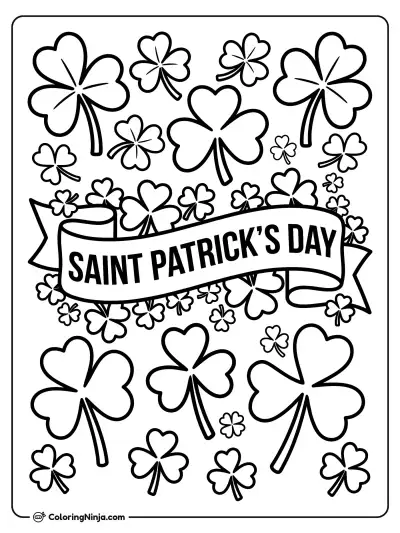 Saint Patrick's Day Clover Banner Coloring Page