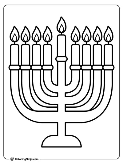 My First Simple Menorah Coloring Page