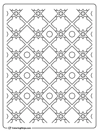 Traditional Moroccan Zellige Tile Pattern Coloring Page
