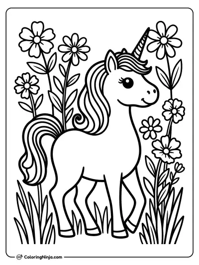 Unicornio en un prado mágico