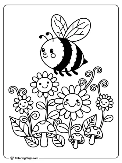 Una abeja jugando en un hermoso jardín