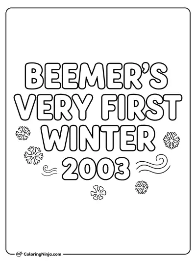Beemer's Very First Winter Coloring Page