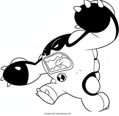 A coloring page of Ben 10's Four Arms Alien Transformation