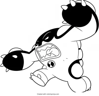 A coloring page of Ben 10's Four Arms Alien Transformation