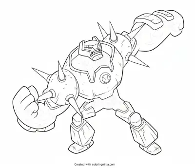 A coloring page of Ben 10's Water Hazard Alien Form