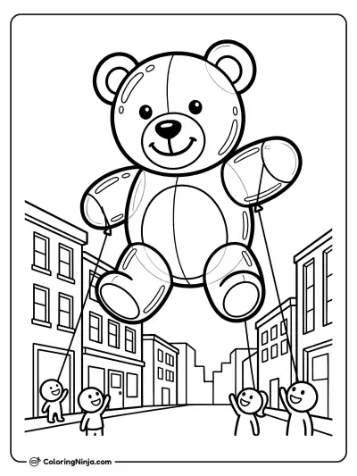 Parade Character Balloon Above Street Coloring Page