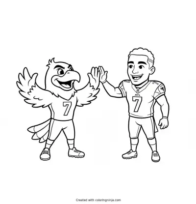 Bijan Robinson Cartoon High Five Coloring Page