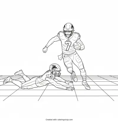 Bijan Robinson Jukes a Defender Coloring Page