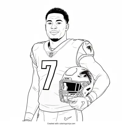 Bijan Robinson Holding His Helmet Coloring Page