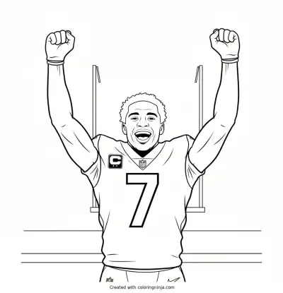 Bijan Robinson Celebrates a Touchdown Coloring Page
