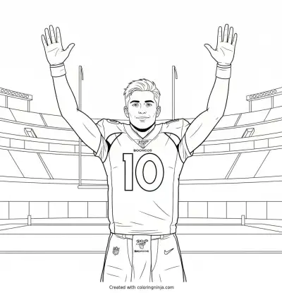 Bo Nix Touchdown Victory Coloring Page