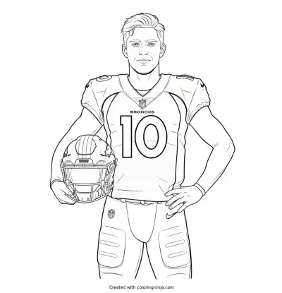 Bo Nix Player Portrait Coloring Page