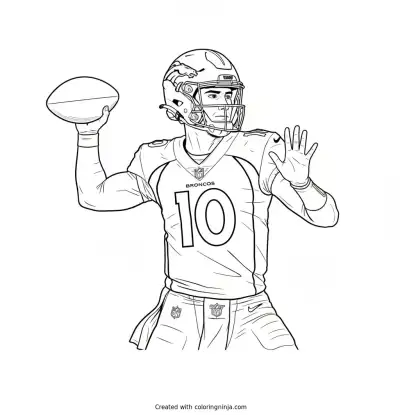 Bo Nix Throwing Deep Coloring Page