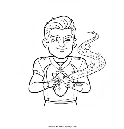 Bo Nix Cartoon Hero Coloring Page