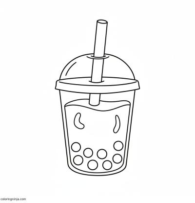 A coloring page of boba tea
