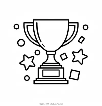 Championship Trophy and Confetti Coloring Page