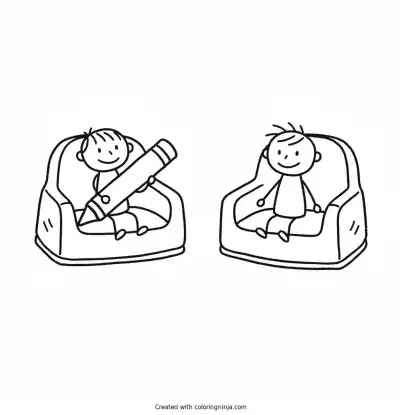 A coloring page of booster seats for children