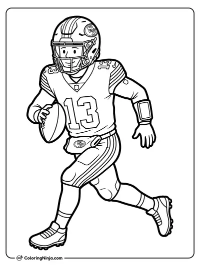 Brock Purdy Scrambling for Yards Coloring Page