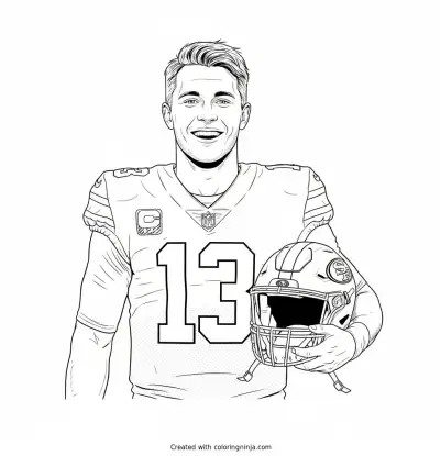 Brock Purdy Holding His Helmet Coloring Page